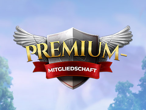 Ein geflügelter Schild mit dem Text "Premium-Mitgliedschaft" darauf