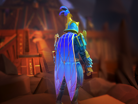 Um personagem do RuneScape equipando a Capa Exoesquelética